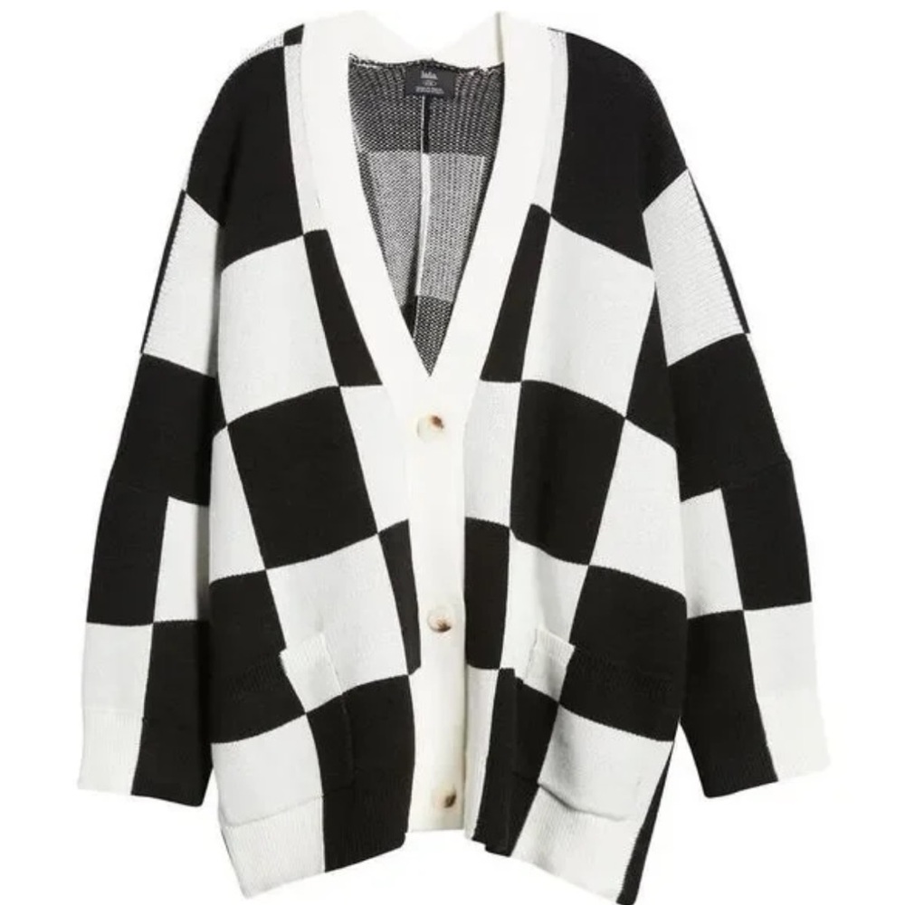 Dressed in LALA Black and White Checkered Cardigan